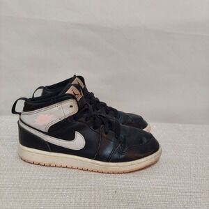 Nike Air Jordan 1 Mid 640737-061 Black Pink Basketball Shoes Sneakers Size 3Y